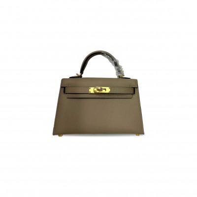 HERMÈS MASTER MINI KELLY II TURTLEDOVE GRAY EPSOM GOLD BUCKLE (19*12*5.5cm) 